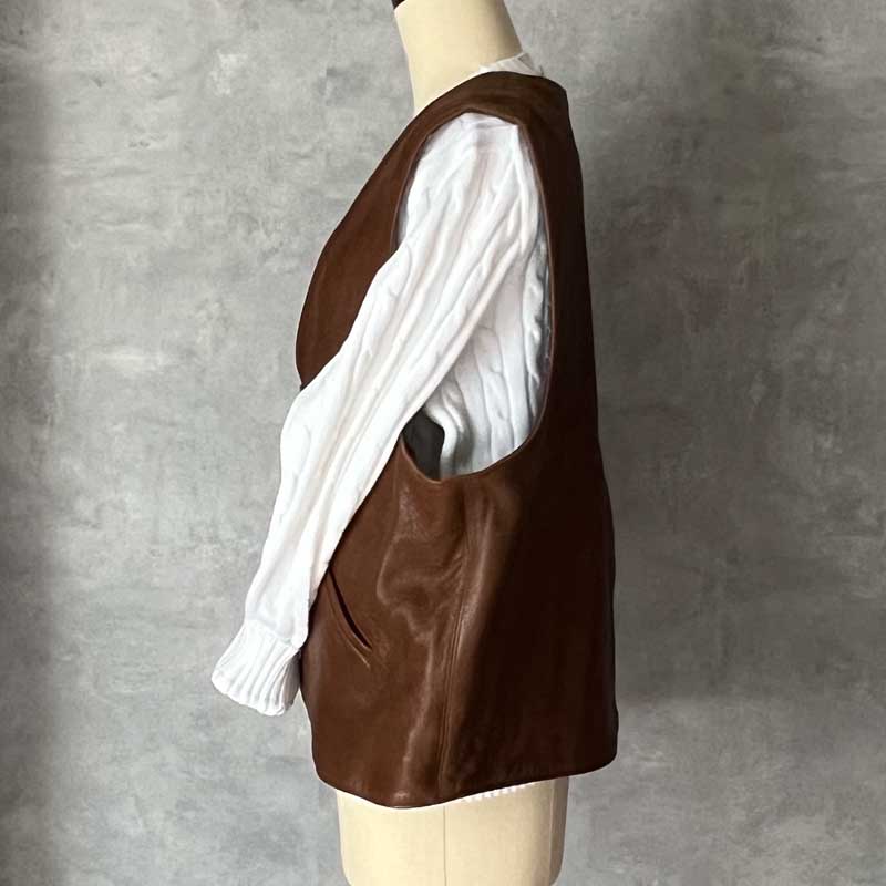 90'S WILLIS & GEIGER Leather Vest Made in USA BROWN/L 90年代