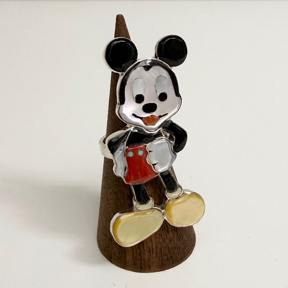 インディアンジュエリー ズニ族 インレイ ミッキー キャラクター