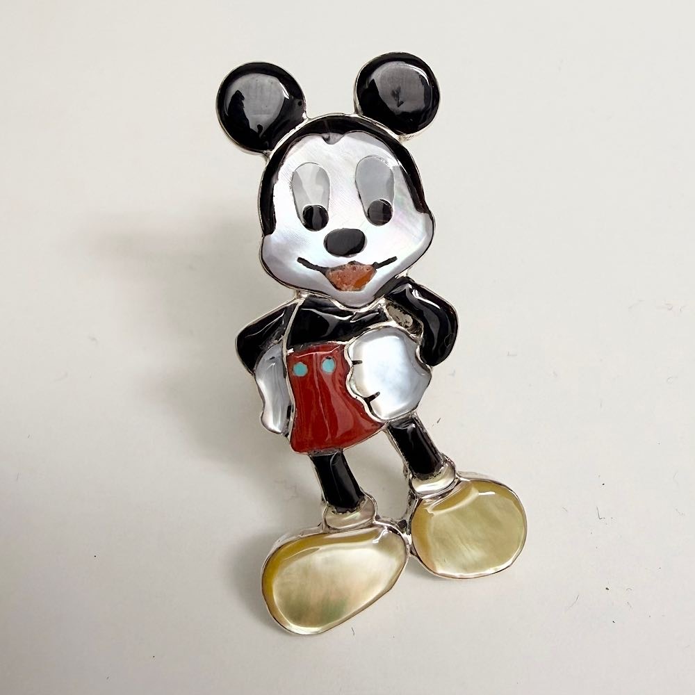 インディアンジュエリー ズニ族 インレイ ミッキー キャラクター