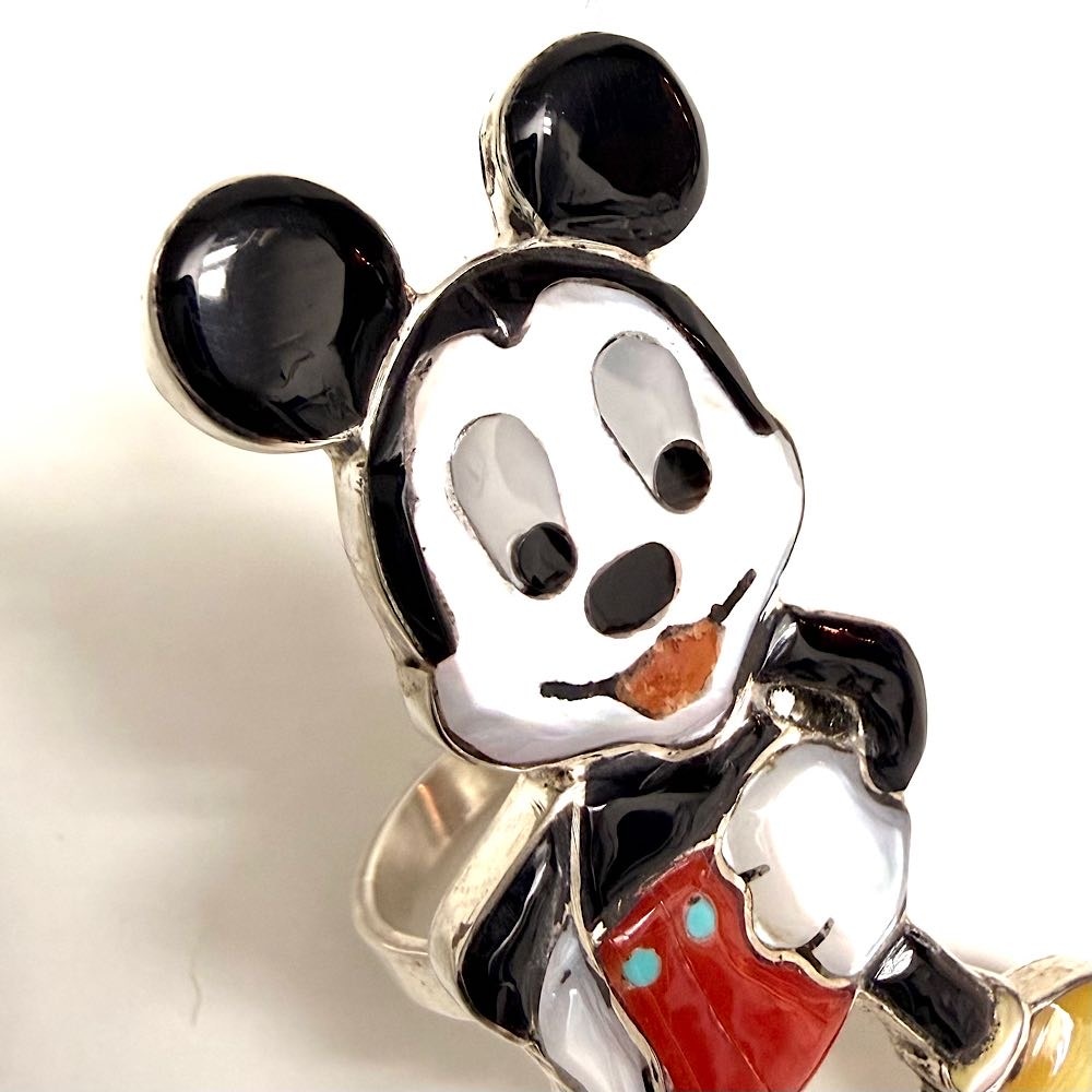 インディアンジュエリー ズニ族 インレイ ミッキー キャラクター