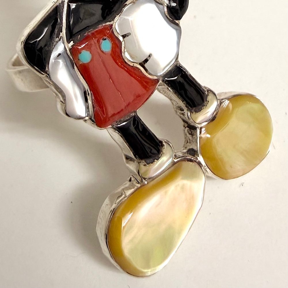 インディアンジュエリー ズニ族 インレイ ミッキー キャラクター