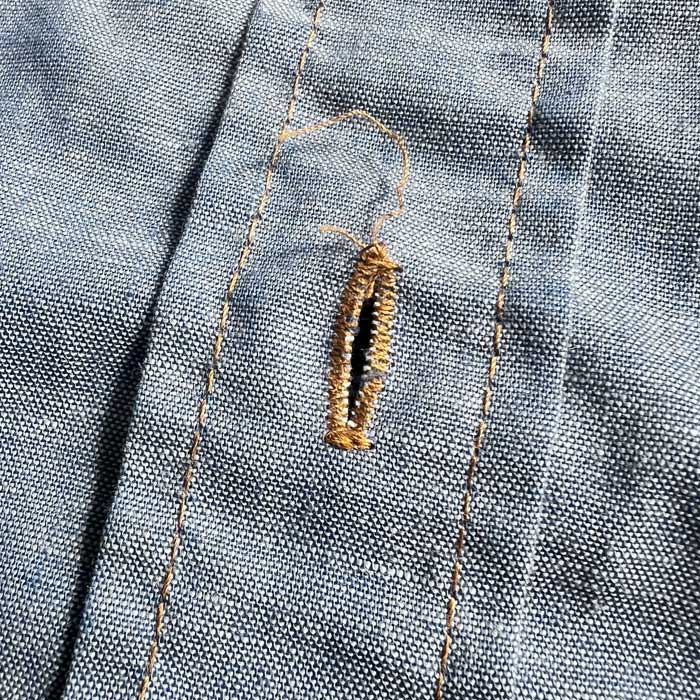 70'S Levi's CHAMBLEY EMBROIDED LONG SLEEVE SHIRT BLUE/L 70