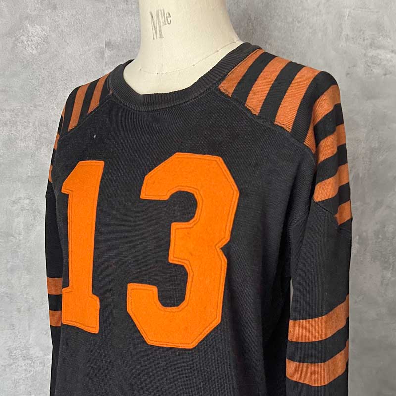 40'S LOWE&CAMPBELL 13 Lettered Foot ball Shirt BLACK,ORANGE/40 40