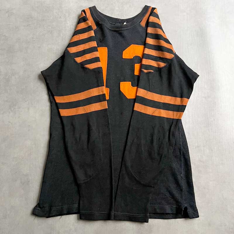 40'S LOWE&CAMPBELL 13 Lettered Foot ball Shirt BLACK,ORANGE/40 40