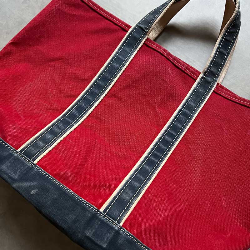 80'S L.L.BEAN Deluxe Tote Bag NAVY/RED LARGE Made in USA 80年代