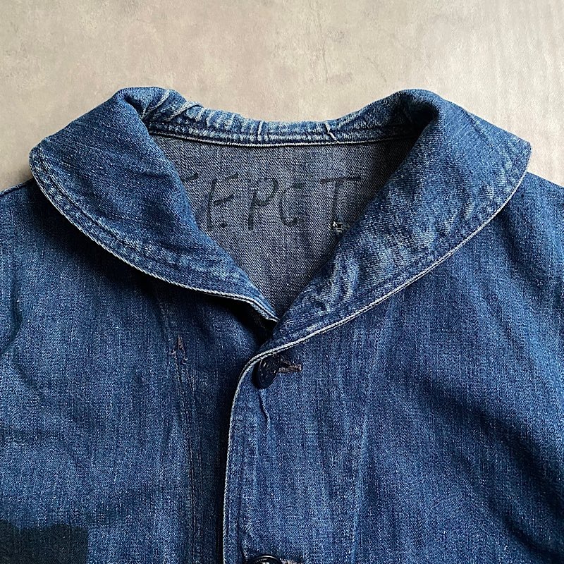 40's U.S NAVY SHAWL COLLAR DENIM COVERALLS DUNGAREE JUMPER