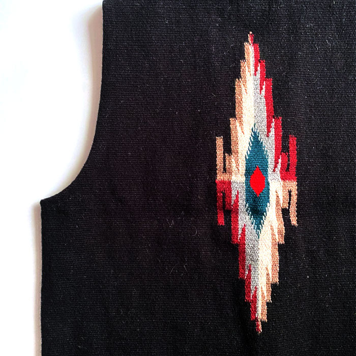 TRUJILLO'S MEN'S CHIMAYO HANDWOVEN VEST BLACK/L トルフィリオス