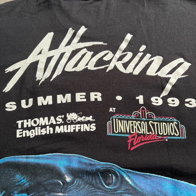 90s JAWS ATTACKING SUMMER 1993 ブラック　XL VINTAGE(ヴィンテージ) JAWS ATTACKING SUMMER 1993 UNIVERSAL STUDIOS