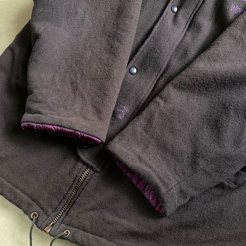 80's～ STUSSY BURLY GEAR WOOL COAT PURPLE/XL 80年代～ ステューシー