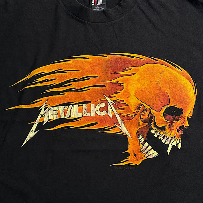 メタリカ　スカル太陽グラフィックTシャツ 90's METALLICA Pushead Flaming Skull Sun T-SHIRT Made in USA