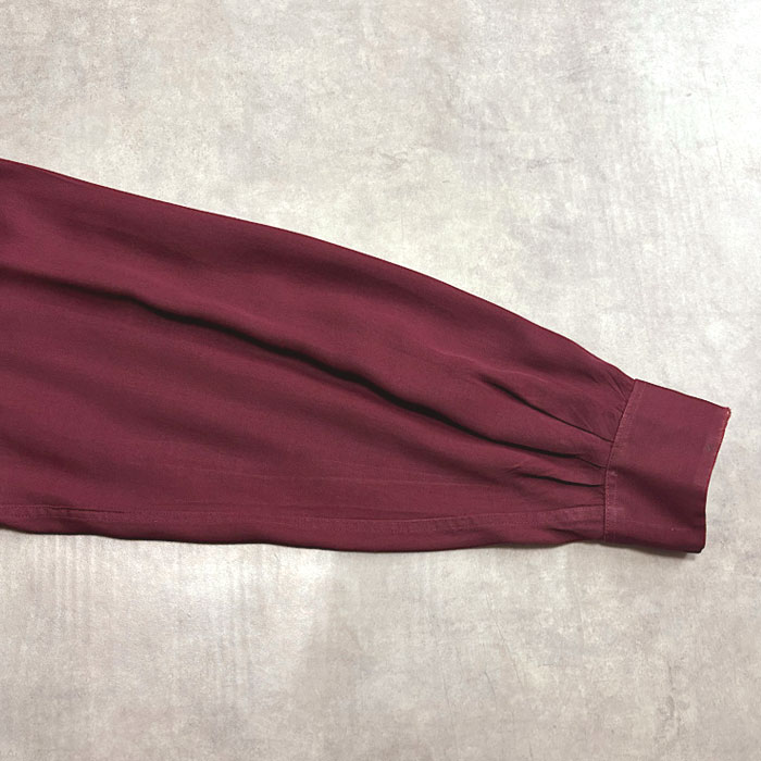 50'S Mac Phergus Sports Wear Rayon Open Collar Box Shirt Burgundy