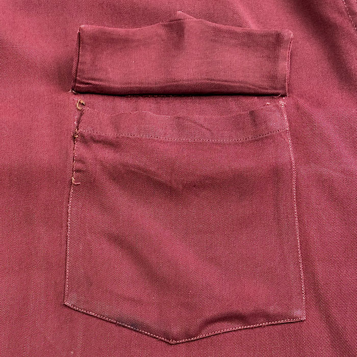 50'S Mac Phergus Sports Wear Rayon Open Collar Box Shirt Burgundy