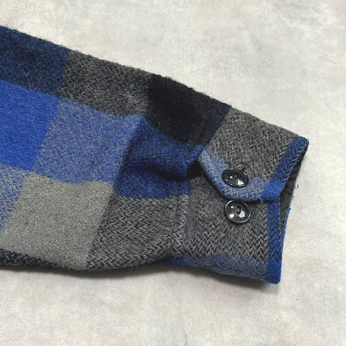 60's CHIPPEWA WOOLENS Block Check Wool Shirt M/Blue Made in USA 60