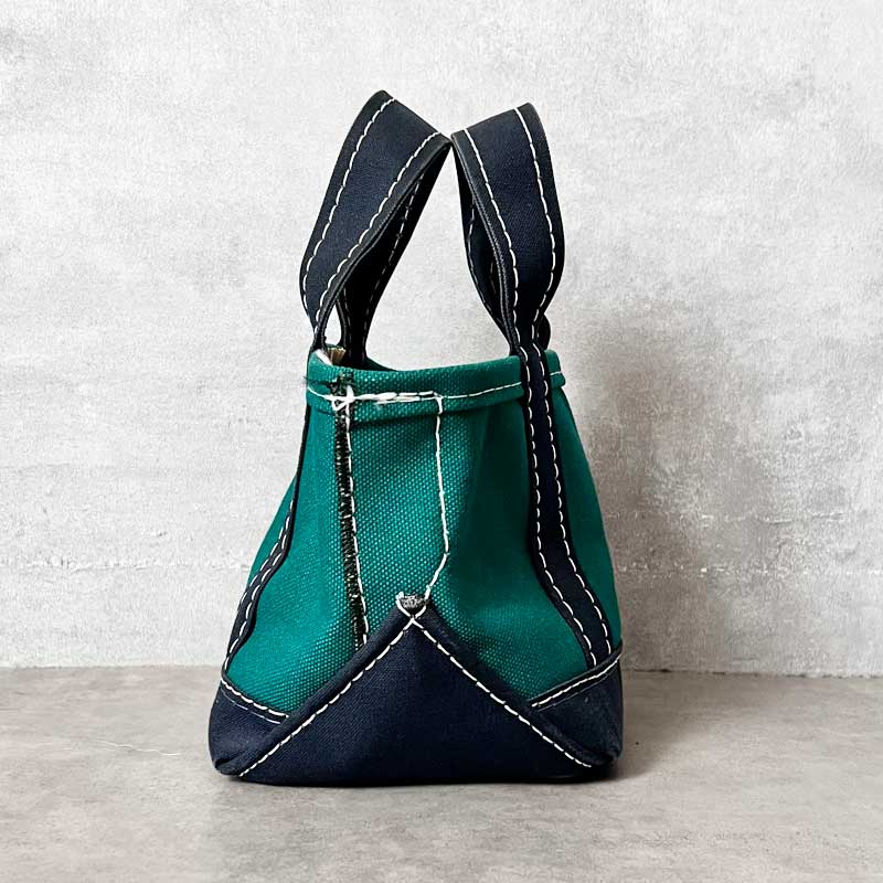 極極極レア　LLBean トート　ミニ　バキバキ　デラックス　80s 80'S L.L.BEAN Deluxe Mini Tote Bag GREEN/NAVY<br>80年代 L.L.Bean