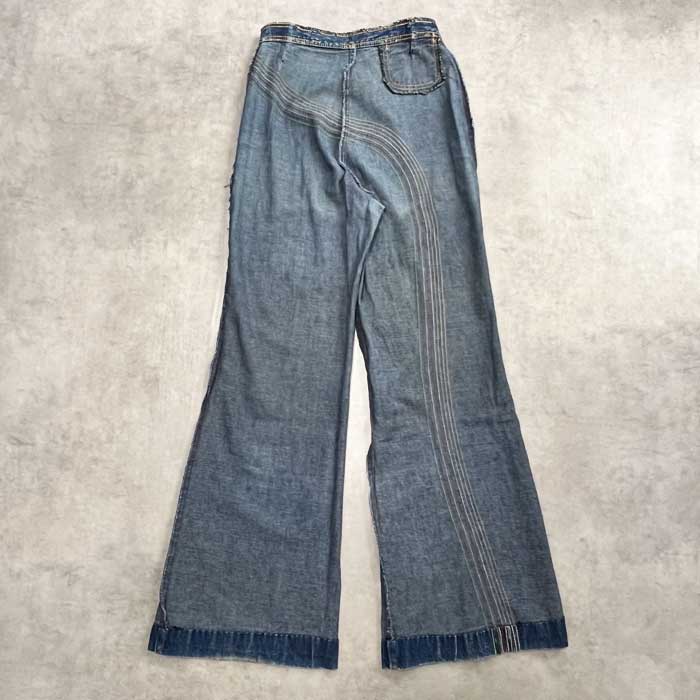 Y2K ステッチ フレアデニム ジーパン 90s USA製 レインボーステッチ