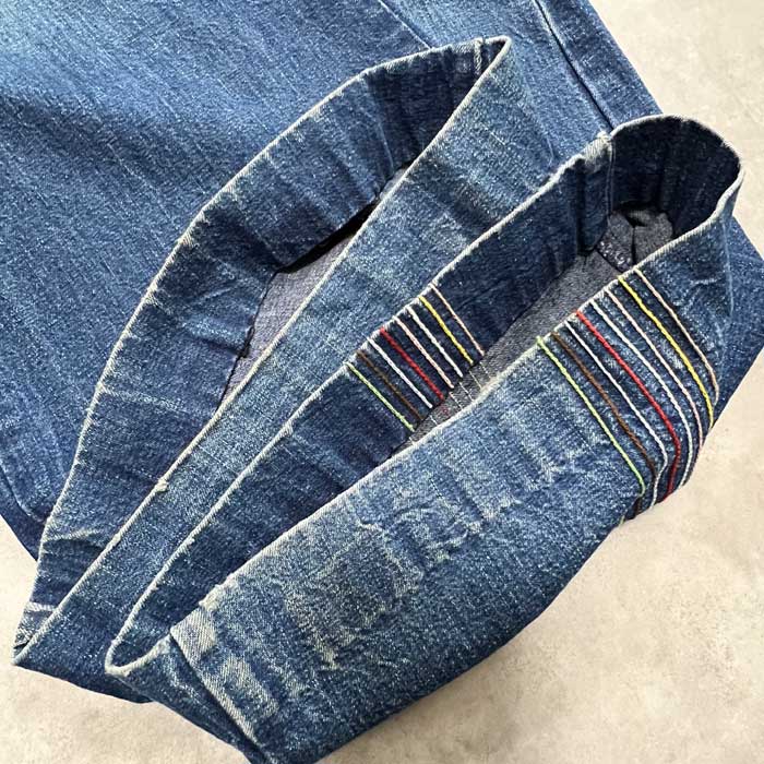 VITAGE 70's Lee JUNIORS RAINBOW STICH FLARE JEANS Made in