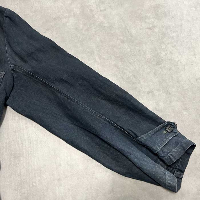 VINTAGE 40's AU MOLINE MAQUIGNON INDIGO LINEN COAT Made in France