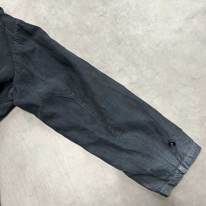 VINTAGE 40's AU MOLINE MAQUIGNON INDIGO LINEN COAT Made in France