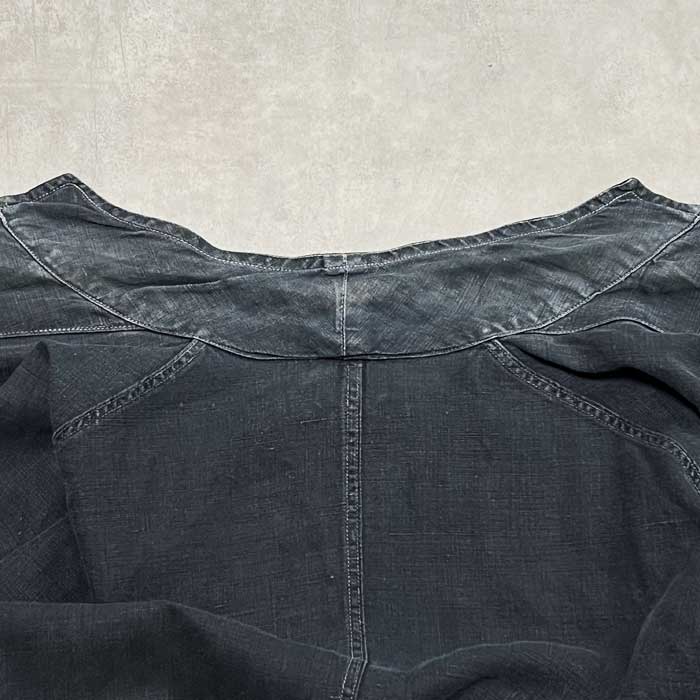 VINTAGE 40's AU MOLINE MAQUIGNON INDIGO LINEN COAT Made in France