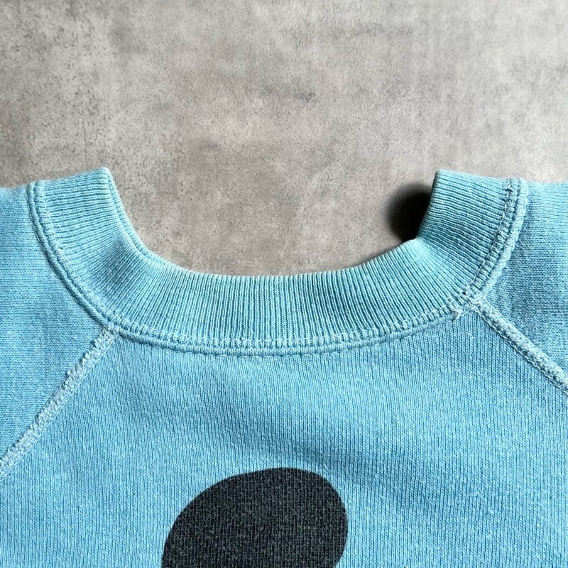 60'S MICKEY MOUSE Raglan Short Sleeve Vintage Sweat Shirts LIGHT