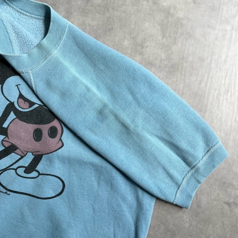 60'S MICKEY MOUSE Raglan Short Sleeve Vintage Sweat Shirts LIGHT