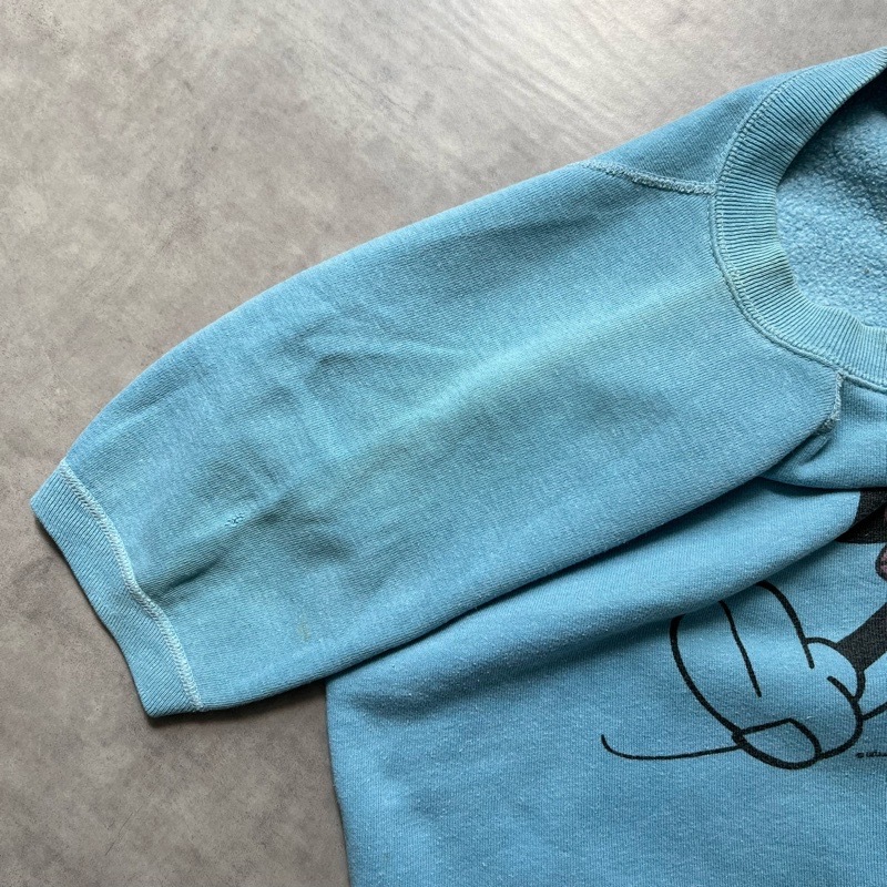 60'S MICKEY MOUSE Raglan Short Sleeve Vintage Sweat Shirts LIGHT