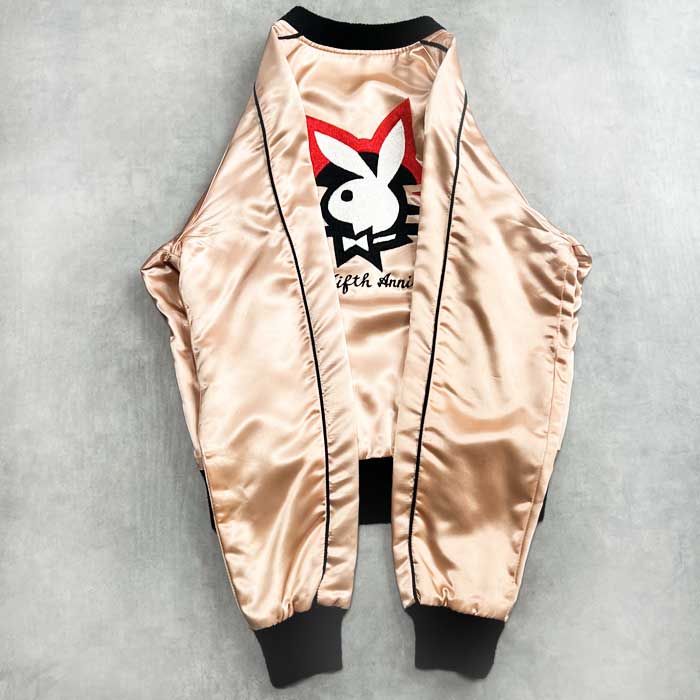 70's PLAY BOY 25th Anniversary Satin Jacket PINK/M 70年代