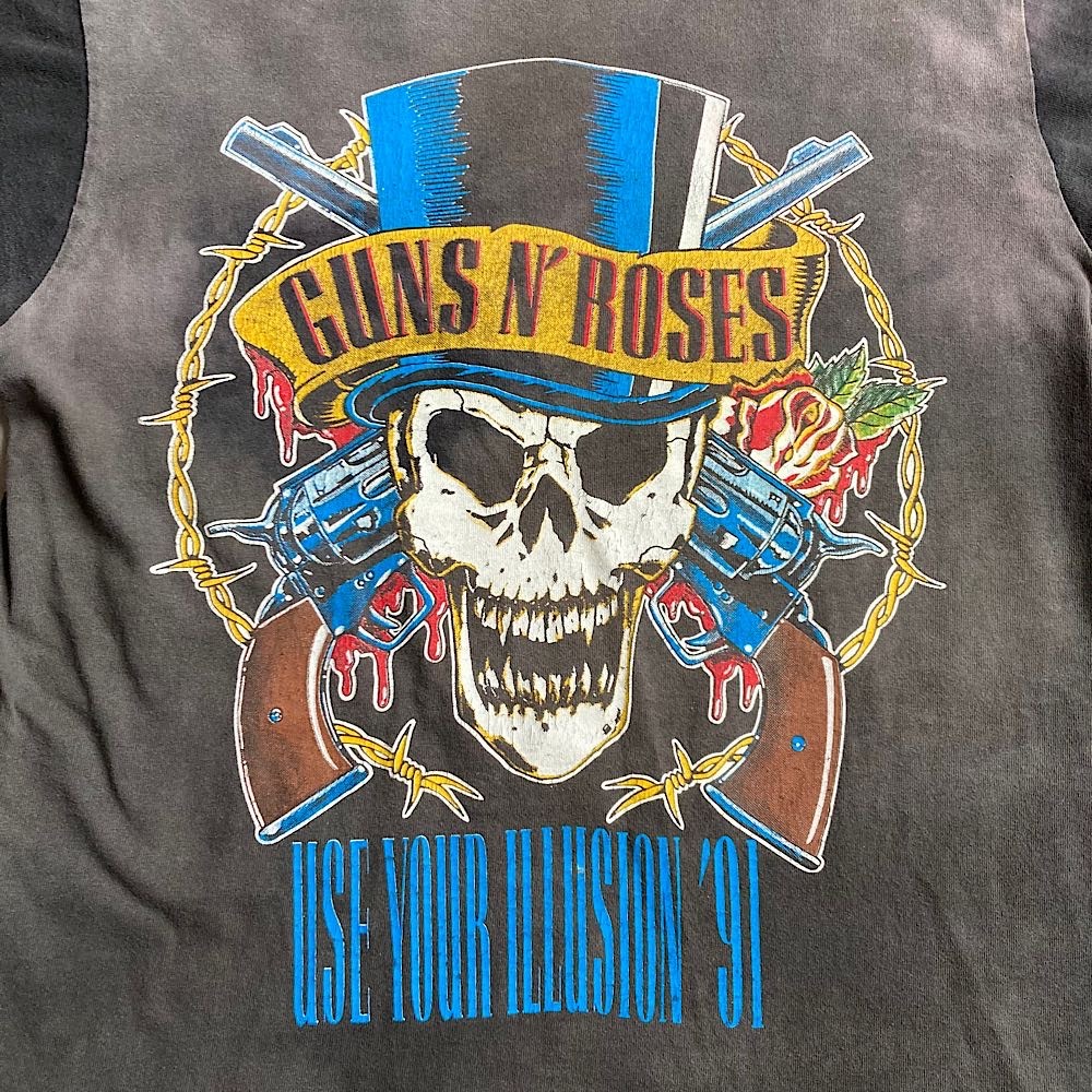 90's GUNS'N ROSES Twotone USE YOUR ILLUSION '91 T-shirt Made in