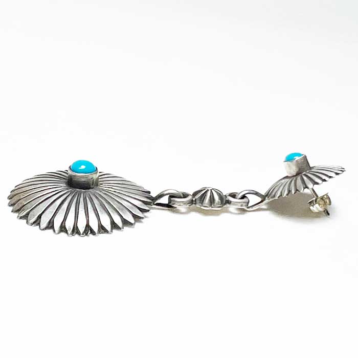 ǥ󥸥奨꡼ ʥХ²   С  󥰥 å ԥINDIAN JEWELRY NAVAJO Turquoise & SIlver Concho Dangle Stud Pierce