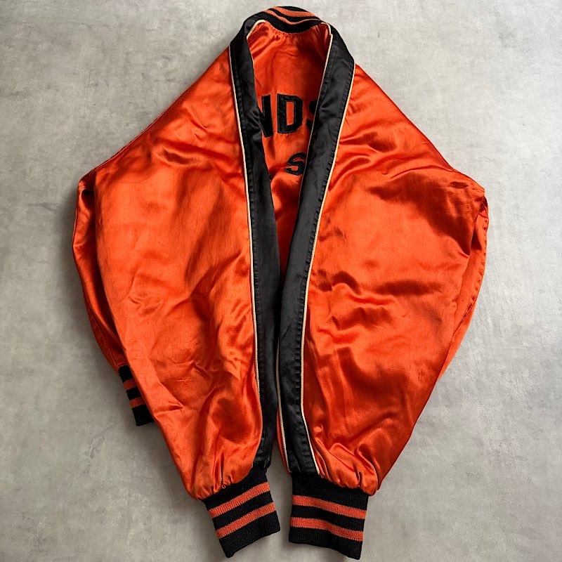 50's FELCO RAYON SATIN Varsity Jacket Orange 身幅63センチ 50年代