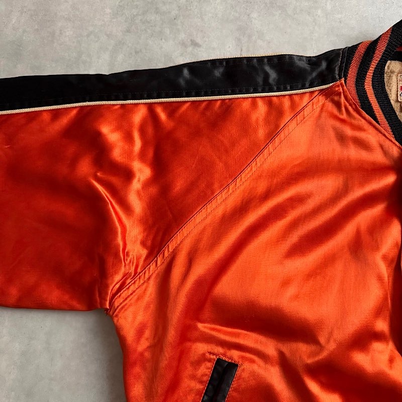 50's FELCO RAYON SATIN Varsity Jacket Orange 身幅63センチ 50年代