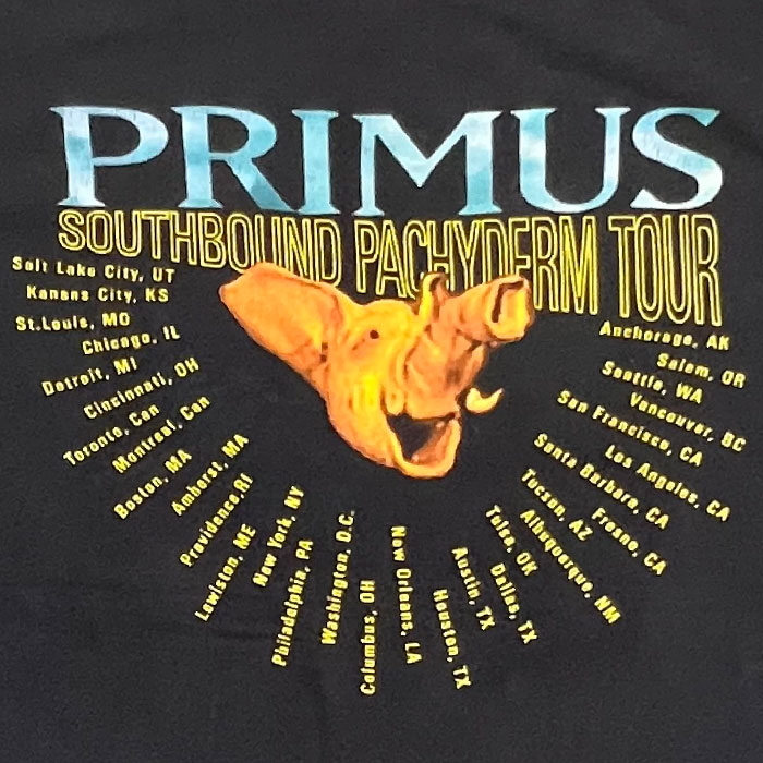 90's PRIMUS SOUTHBOUND PACHYDERM TOUR T-Shirts 90年代 プライマス