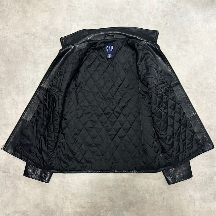 90'S GAP Leather Zip Jacket M/BLACK 90年代 ギャップ レザー