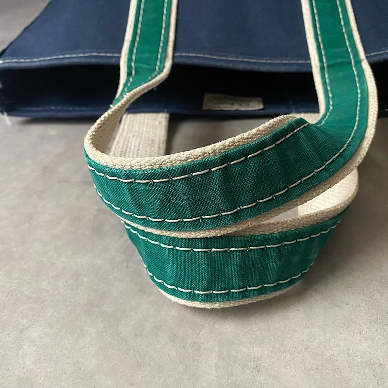 80'S L.L.BEAN Deluxe Tote Bag TALL SAIZE NAVY/GREEN 80年代