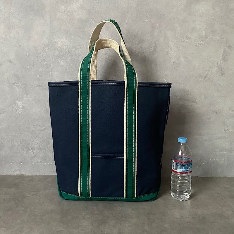 80'S L.L.BEAN Deluxe Tote Bag TALL SAIZE NAVY/GREEN 80年代