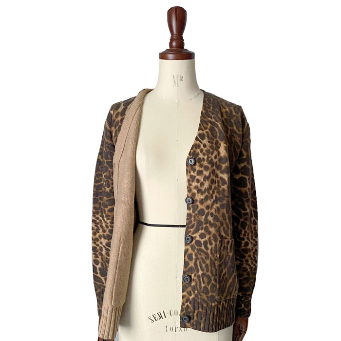 Lauren Ralph Lauren ヒョウ柄カーディガン　シルク LAUREN ラルフローレン レオパード柄 シルクニット カーディガン