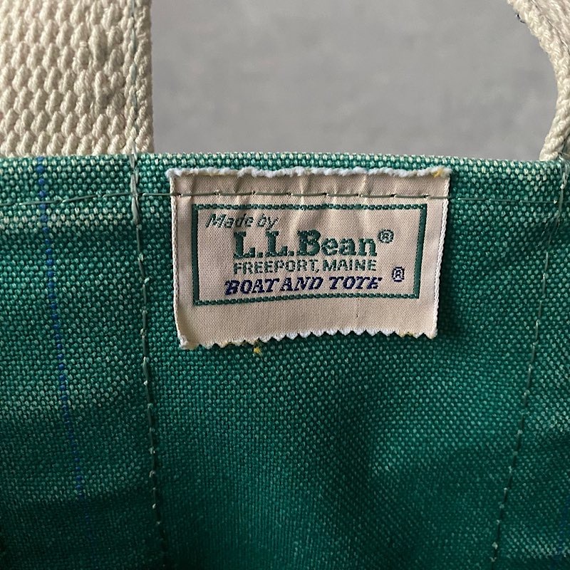 80's L.L.BEAN Deluxe Tote Bag MEDIUM GREEN/NAVY Made in USA 80年代