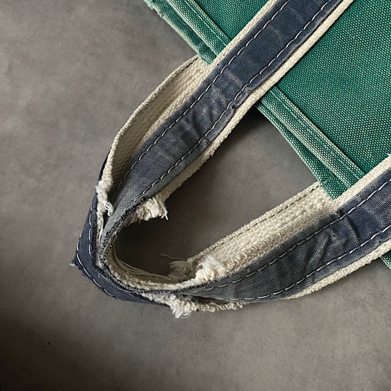 80's L.L.BEAN Deluxe Tote Bag MEDIUM GREEN/NAVY Made in USA 80年代