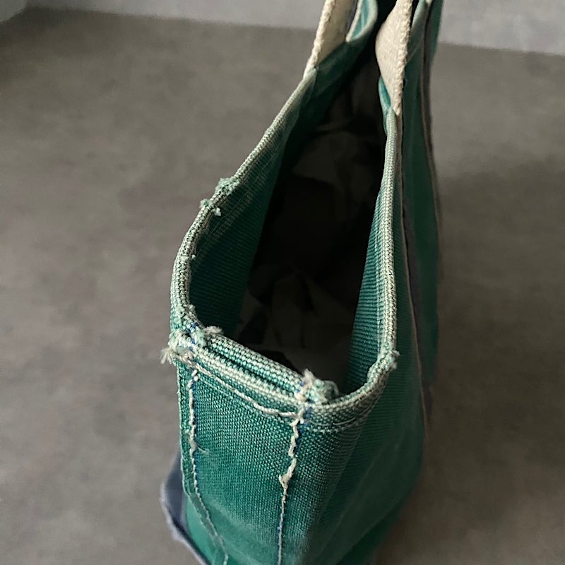 80's L.L.BEAN Deluxe Tote Bag MEDIUM GREEN/NAVY Made in USA 80年代