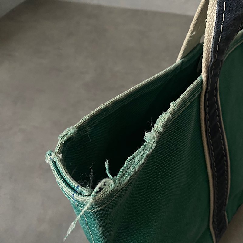 80's L.L.BEAN Deluxe Tote Bag MEDIUM GREEN/NAVY Made in USA 80年代