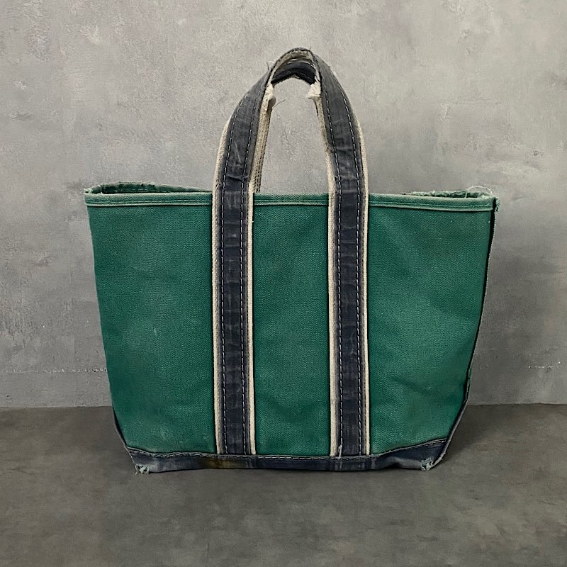 80's L.L.BEAN Deluxe Tote Bag MEDIUM GREEN/NAVY Made in USA 80年代