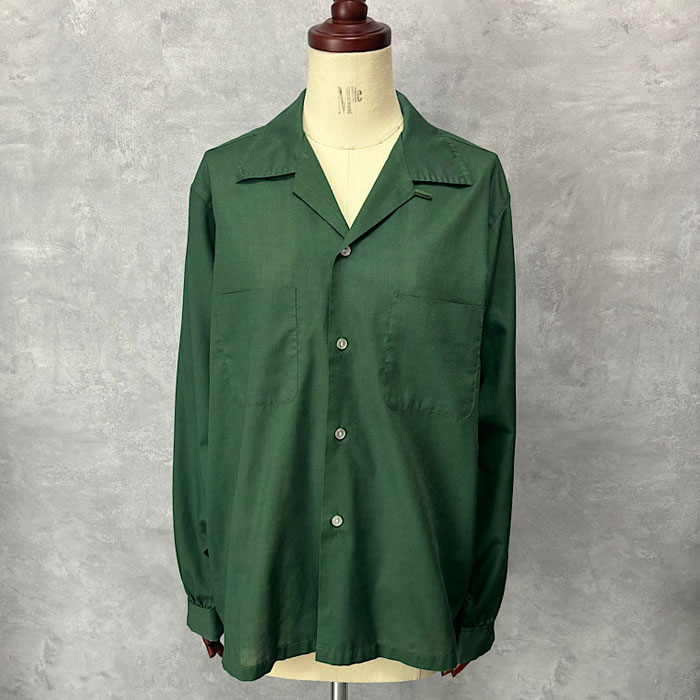 VINTAGE 60's CRANBROOK DURABLE PRESS OPEN COLLAR LONG SLEEVE SHIRT