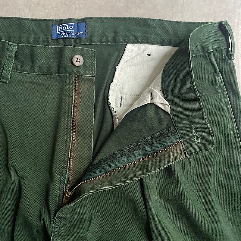 90s ポロチノ USA製 グリーンチノパン 90's POLO by Ralph Lauren Chino Trousers Made in USA Forest