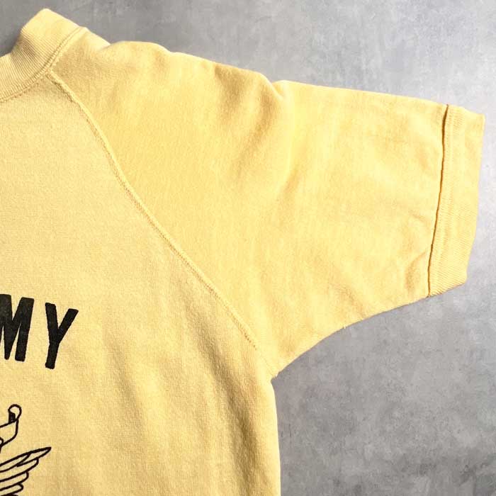VINTAGE 60'S U.S ARMY RAGLAN SHORT SLEEVE SWEAT SHIRTS YELLOW