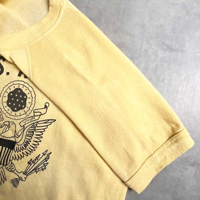 VINTAGE 60'S U.S ARMY RAGLAN SHORT SLEEVE SWEAT SHIRTS YELLOW
