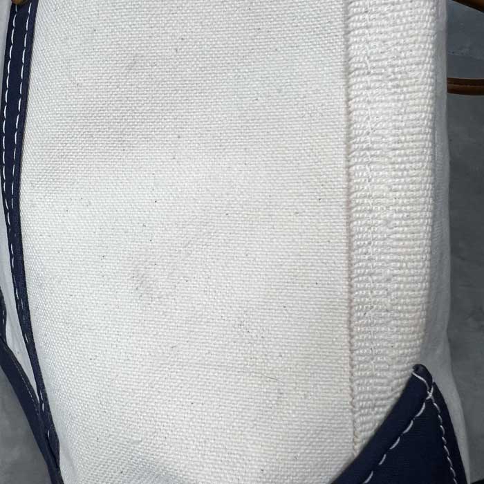L.L.BEAN LEATHER HANDLE TOTE BAG Made in USA NAVY/NATURAL L.L.Bean