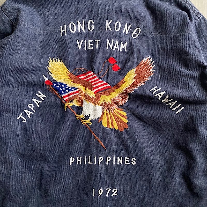 70sUSNAVY ビンテージツアージャケット スーベニアジャケット デニム生地 70sUSNAVY ビンテージツアージャケット スーベニアジャケット
