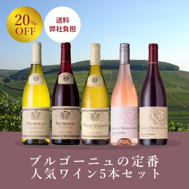 20％OFF！＞＜送料弊社負担＞ブルゴーニュの定番人気ワイン5本セット