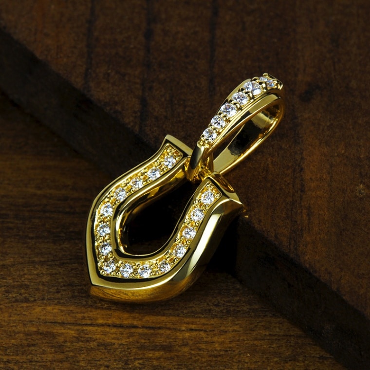 K18YG 馬蹄モチーフ ダイヤモンド ペンダントトップ Sサイズ TY002