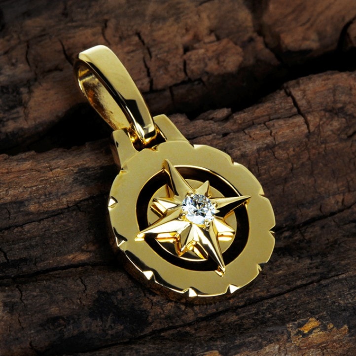 K18YG スター ラウンド ダイヤモンド ペンダントトップ TY006